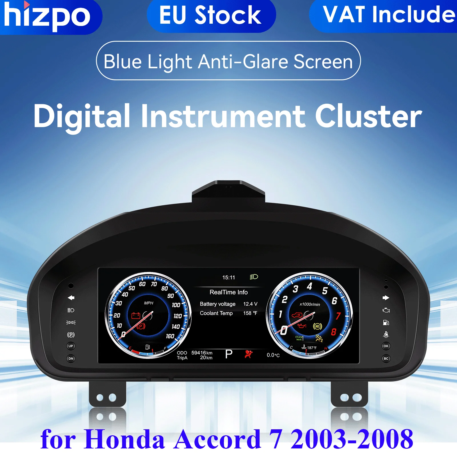 Hizpo 10,25 LCD Anti-Glare Bildschirm Digitale Instrument Cluster Tachometer Für Honda Accord 03-07 Dashboard Panel Auto auto Monitor