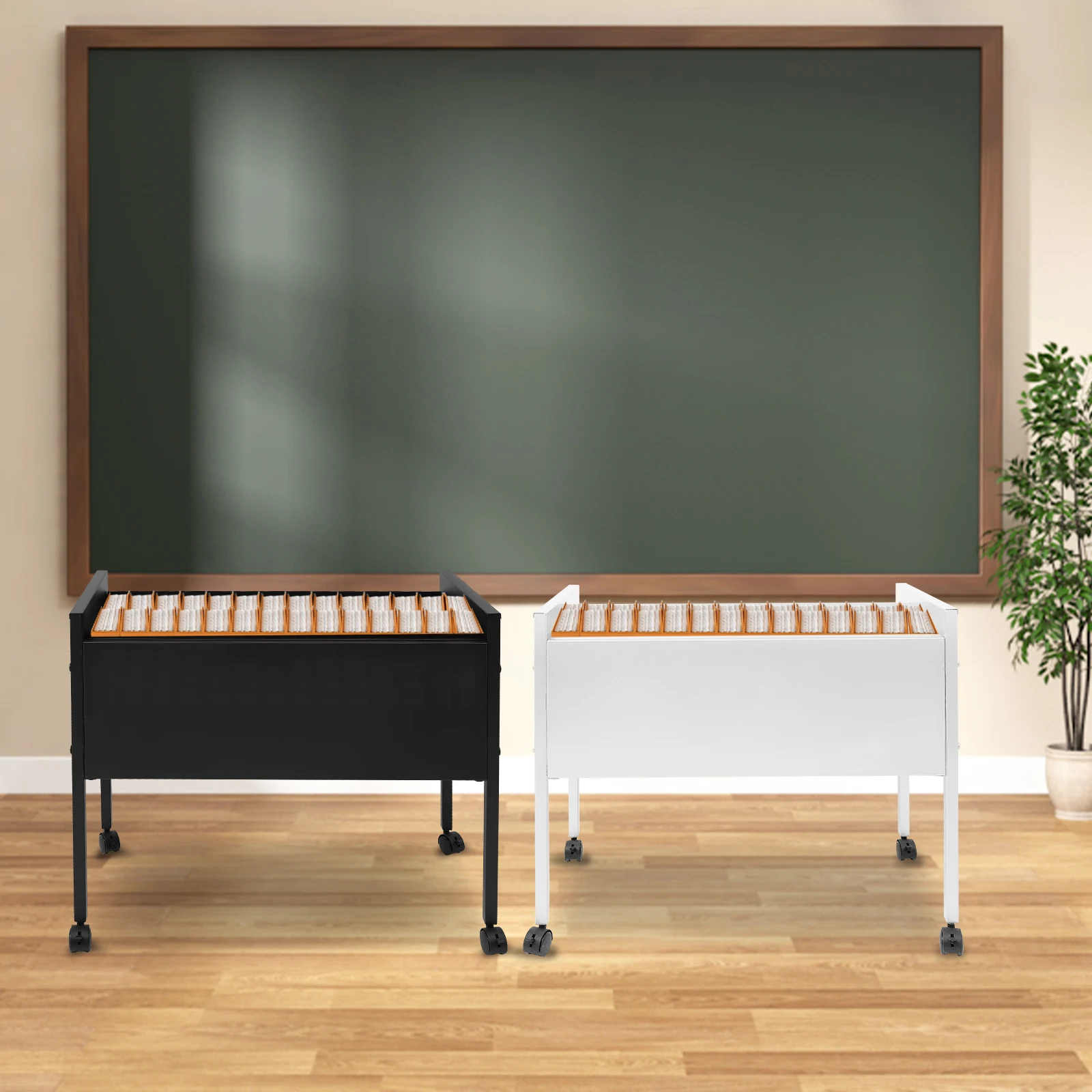 Mobiler Roll-Aktenschrank mit 4 Rollen, 66 Pfund Kapazität, Aufbewahrungsorganisator, Büro, Zuhause, Datei im Letter-Format, Stahlkonstruktion