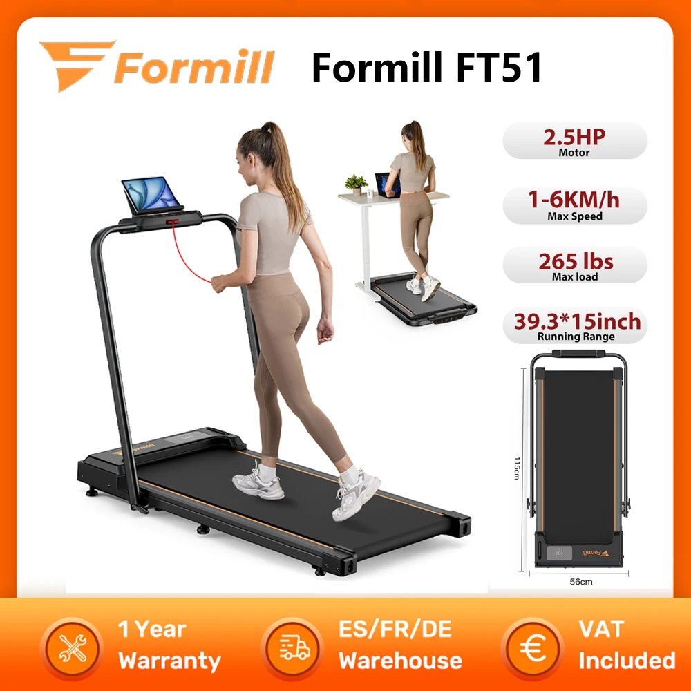 Refurbished Formill FT51 Laufband-Walking-Pad, faltbare Heim-Laufmaschine, 2,5 PS Motor, 1–10 km/h Geschwindigkeits-Walking-Pad, 38 x 950 cm, Laufbereich Image