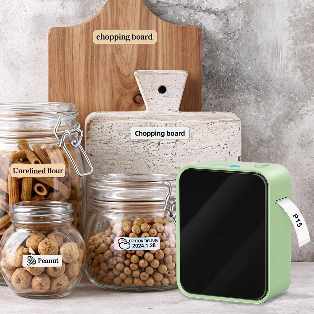Marklife Mini Bluetooth Thermo-Etikettendrucker P15 ohne Tinte, selbstklebender Aufkleberdrucker für Büro, Küche, Schule Image