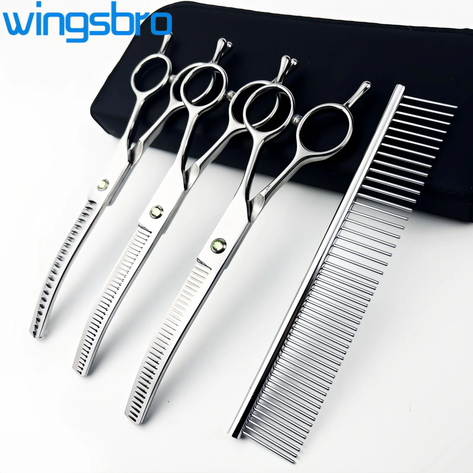 Wingsbro Hundepflegeschere Japan Edelstahl Professionelle Haustierschere Gebogene Ausdünnungsschere für Tierpfleger Image