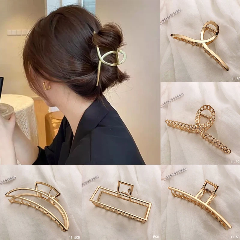 Mode Metall Haar Klaue Für Frauen Gold Silber Farbe Kreuz Krabben Haar Clip Koreanische Elegante Geometrische Haarnadel Mädchen Haar Zubehör Image