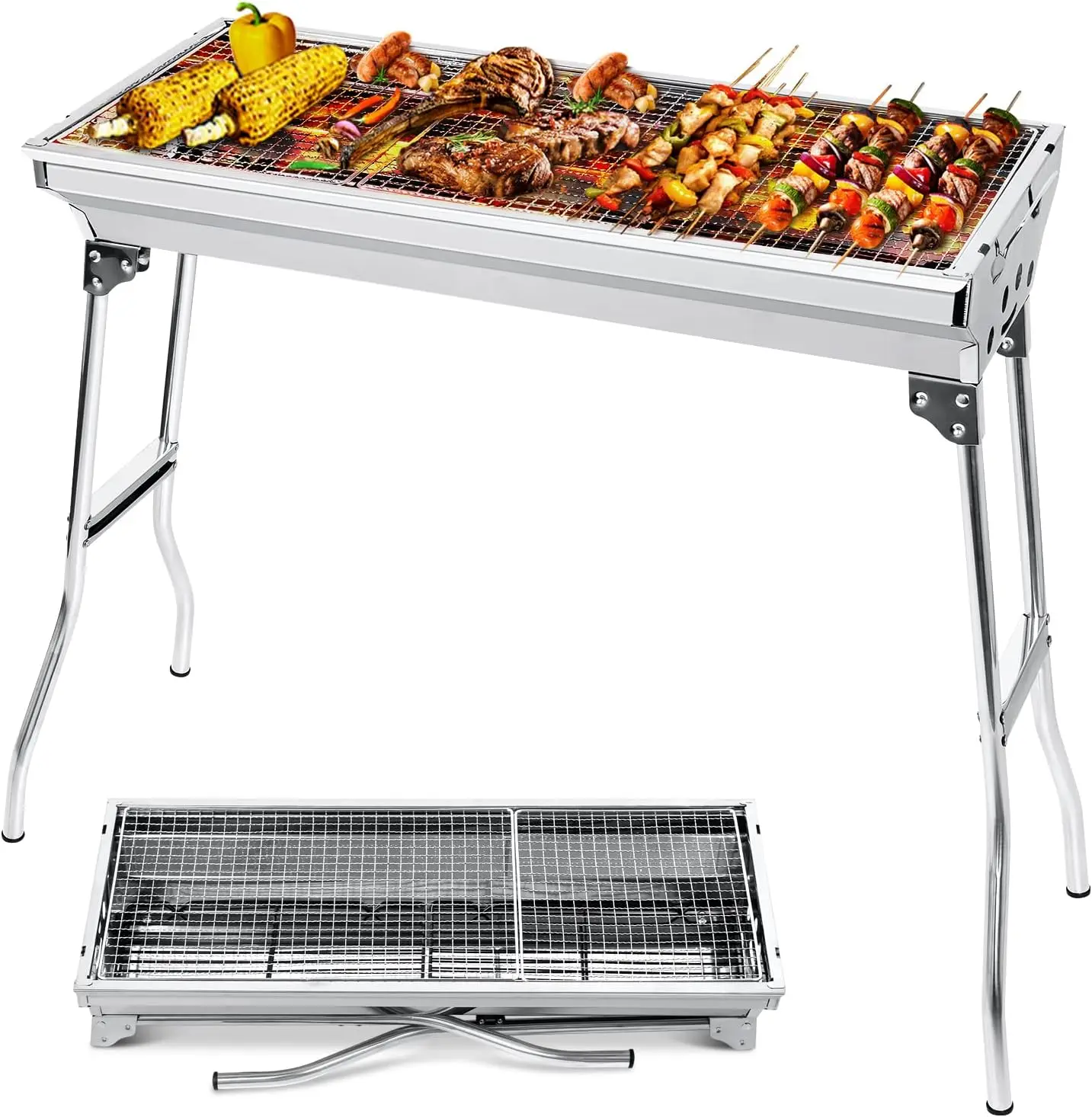 Holzkohle-Grill BBQ Tragbarer Klappbarer Stahl-Picknick-Reise-Garten-Camping-Grill Image
