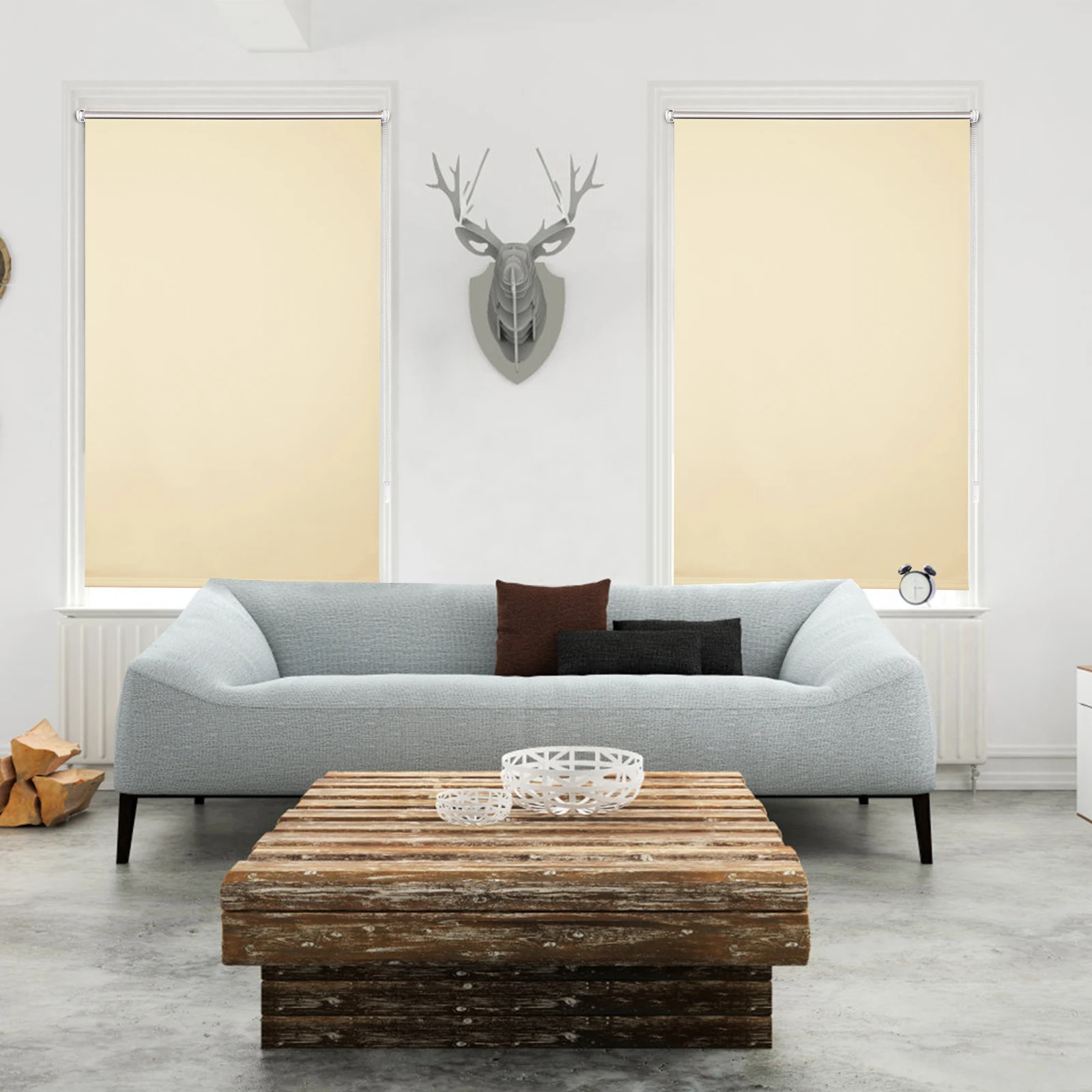 Verdunkelungs-Rollo, thermisches Rollo, kein Bohren erforderlich, seitlicher Zug, Sonnenschutz, undurchsichtige Privatsphäre für Fenstertüren Image