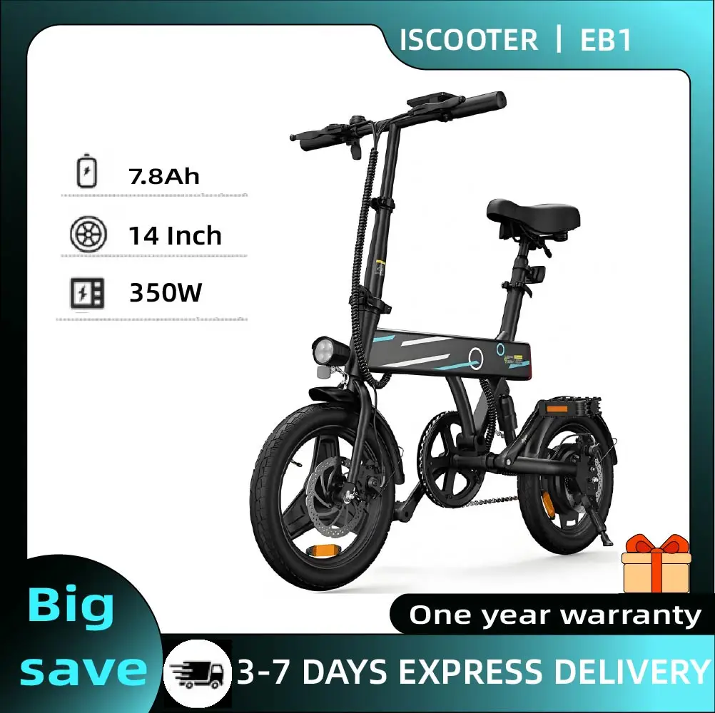 IScooter EB1 Elektrofahrrad 350W 36V 7,8Ah Elektrofahrrad 40km Maximale Reichweite 25km/h Geschwindigkeit 14 Zoll Faltbares Elektrofahrrad Image