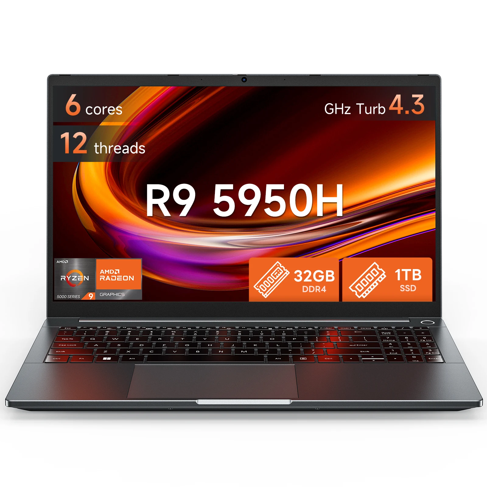 SUXI R9-5950H Laptop 15,6 Zoll 90 Hz Display 32 GB RAM 512 GB SSD 4,3 GHz Fingerabdruck entsperren Windows 11 Notebook-Computer Image
