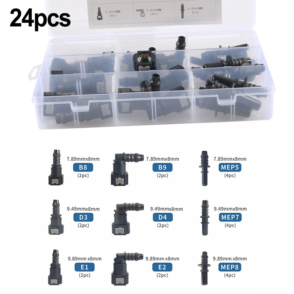 24PCS Kraftstoff Linie Schnell Anschluss Reparatur Kits ID8 8MM Öl Schlauch Diesel Anschlüsse Kraftstoff Rohr Schlauch Verbinden Montage werkzeuge Teile Image