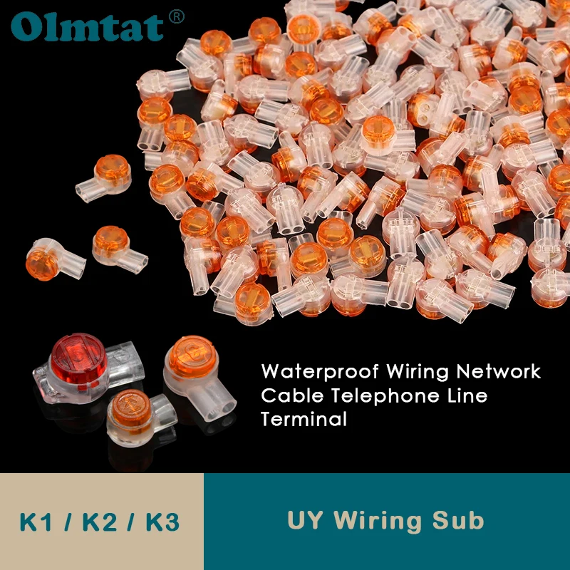 UY Scotchlock Connector Lock Joint K1 K2 K3 Wasserdichter Drahtspleiß Netzwerkkabel Telefonsignalleitungsklemme 30/50/100 Stück Image