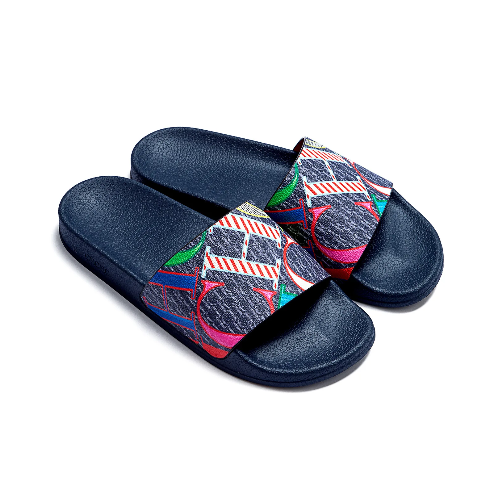 CH Damen-Slipper - Neue Modische Alphabet-Print Silikon-Strandschuhe für Verschiedene Anlässe Image
