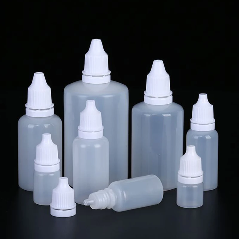50 Stück Augentropfenflaschen, leere Augentropfenfläschchen mit Deckel, Kunststoff-Tropfflasche, zusammendrückbar, 3 ml, 5 ml, 10 ml, 15 ml, 20 ml, 30 ml, 50 ml, 100 ml Image