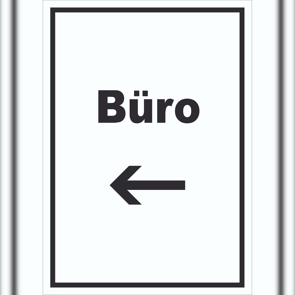 HB-Druck Büro Schild mit Text und Richtungspfeil links Office Bureau hochkant A5 Rückseite selbstklebend Image