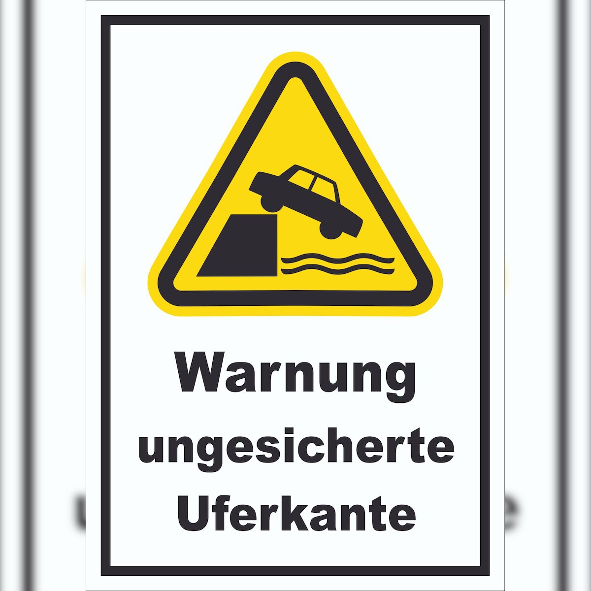 HB-Druck Schild Warnung ungesicherte Uferkante A4 Rückseite selbstklebend Image
