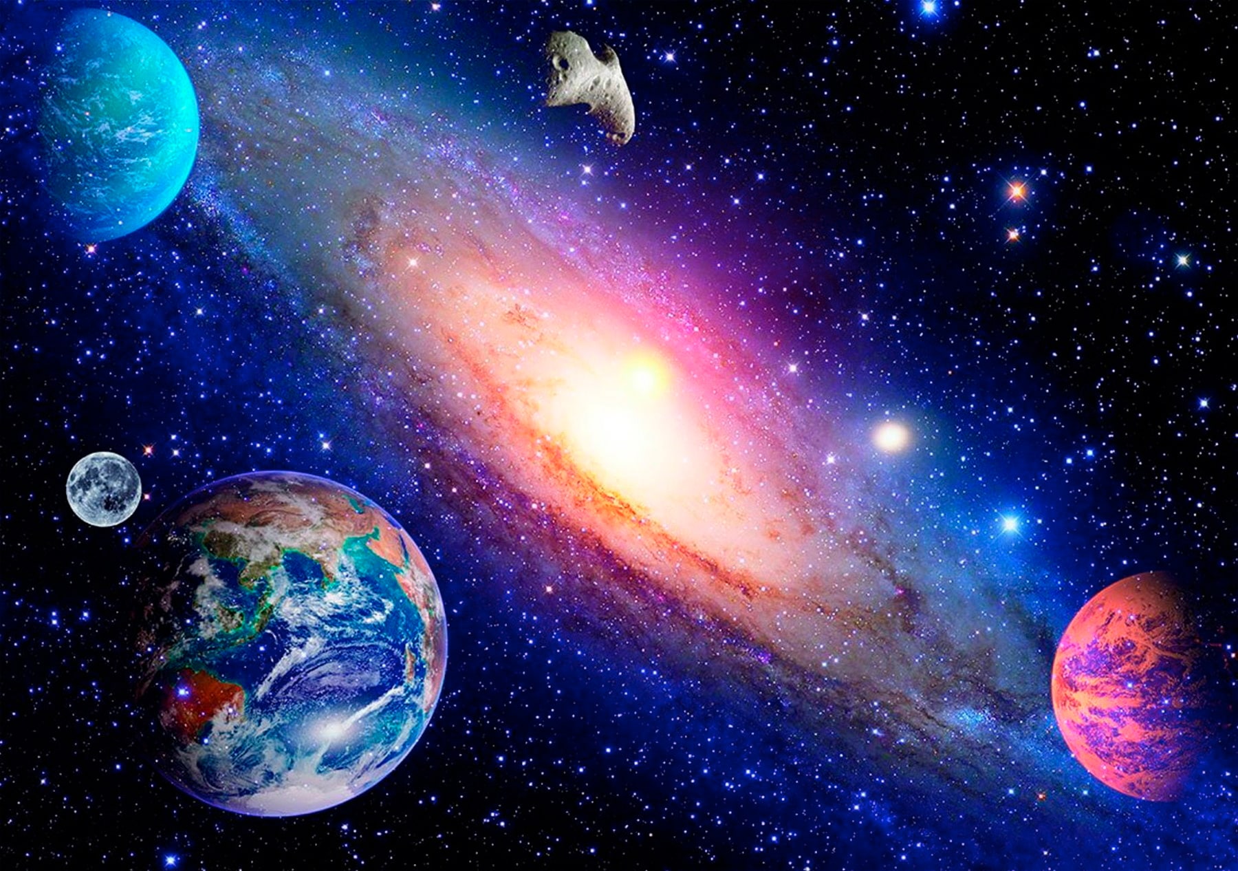 Fototapete PAPERMOON "Solar System", bunt, B:5m L:2,8m, Vlies, Tapeten Image