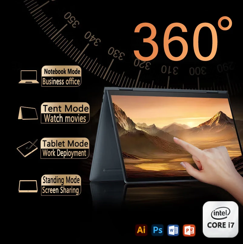Mini ordinateur portable tactile 2 en 1, portable, 11,6 pouces, Intel Core i7-8500y, 8 Go, 512 Go, Windows 11 Pro, Office, tablette PC, ordinateur portable pour l