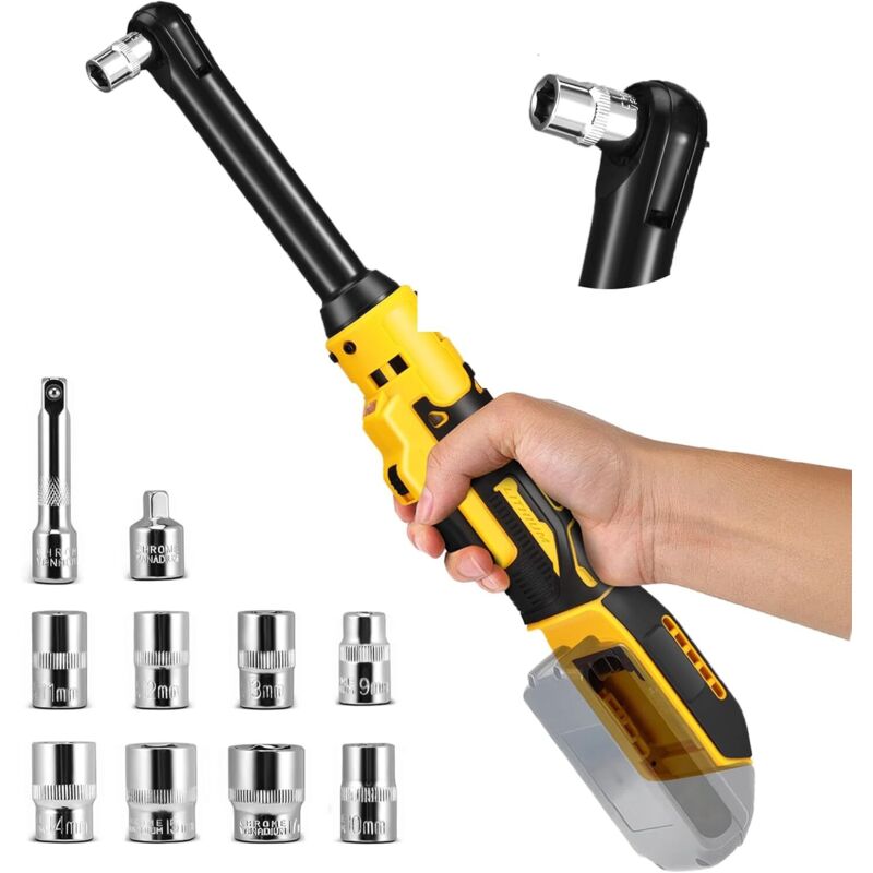 Set Di Chiavi A Cricchetto A Batteria, Avvitatore A Cricchetto Elettrico Da 80 Nm Da 3/8", Compatibile Con Dewalt 20 V, Con 8 Bussole, Adattatore Da 1/4", Con Luce Led, Batteria Non Inclusa