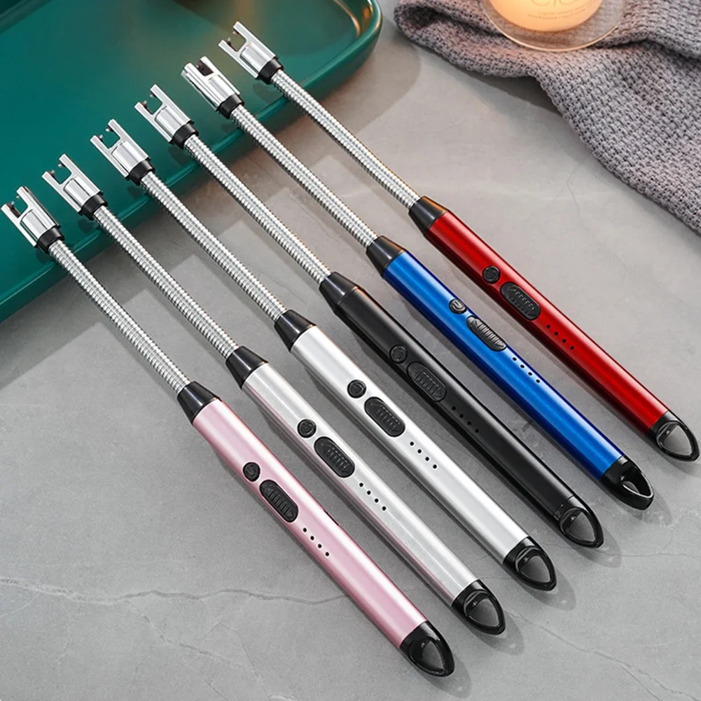 360 ° Typ-C gebogenes, winddichtes, flammenloses Plasma-Zündungs-Grillfeuerzeug, USB, langes Küchenfeuerzeug, Kerze, Gasherd, Gasafeuerzeug Image