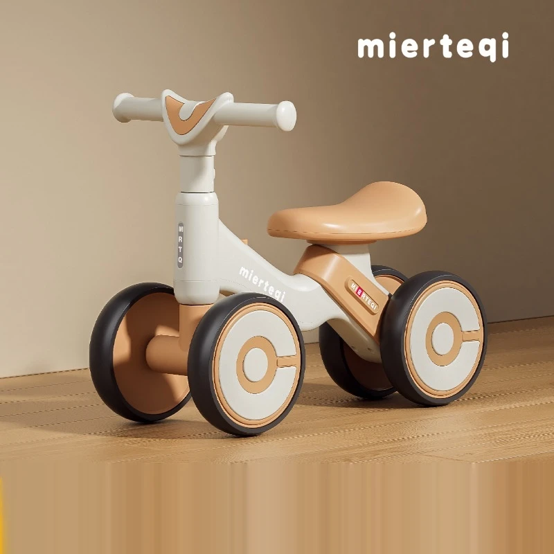Mierteqi Kinder-Laufrad mit 4 Rädern, Anti-Rollover-Funktion, Lauflernhilfe ohne Pedale, Rutschfahrzeug für 1 bis 3 Jahre alte Kinder, Lauflernhilfe Image