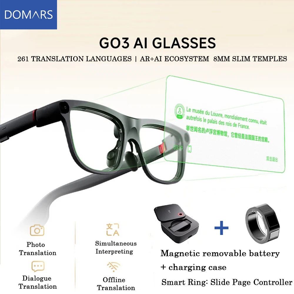Domars Neue INMO GO3 Smart AR-Brille Kabellose Anzeige KI-Übersetzung Telekonferenz KI-Erkennung Fotoaufnahme Videoaufzeichnung Image