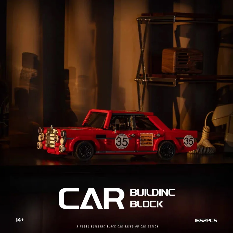 MOC Technischer Klassischer Rennwagen Rotes Retro-Sportauto Bauklötze City Speed Racing Bausteine Garage Spielzeug für Kinder Geschenke Image