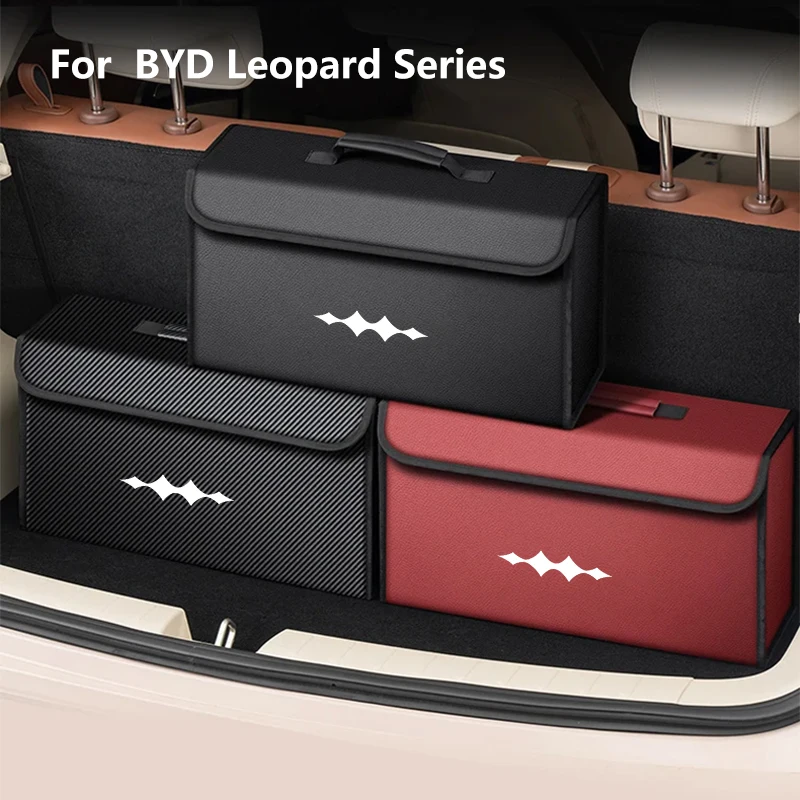 Auto Leder Stamm Lagerung Box Faltbare Carbon Faser Für BYD Leopard 5 8 BAO 5 8 Titan 3 Organizer Tasche innen Zubehör Image