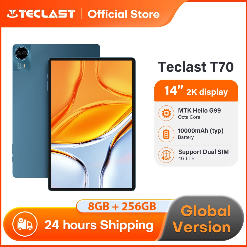 Teclast T70 14 Zoll 2K Display Android 15 Tablet MTK Helio G99 Max 20GB RAM 256GB ROM 10000mAh Akku 18W 4G LTE Globale Version Image