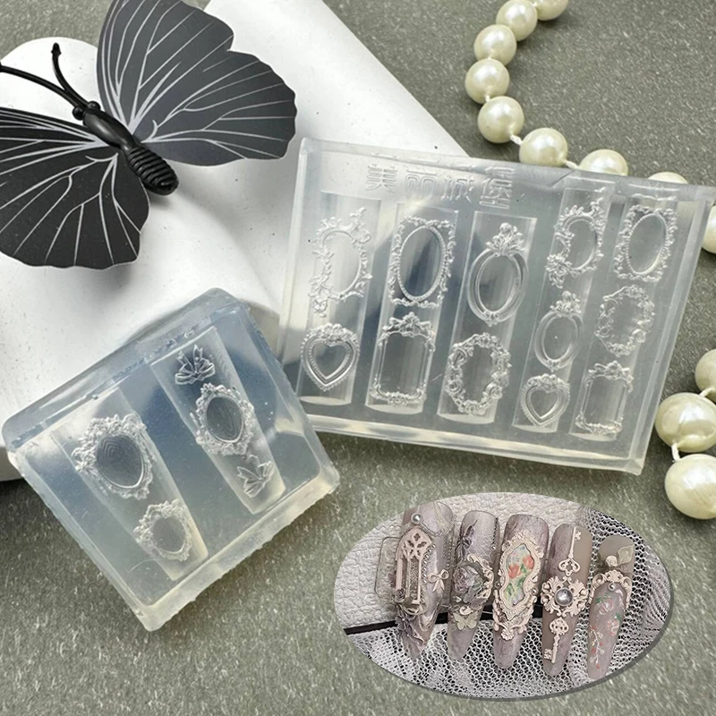 Mini-Fotorahmen-förmige Silikon-Nagelform, Nagelstempel, DIY-Nageldesign, stereoskopisches Maniküre-Kunstwerkzeug Image