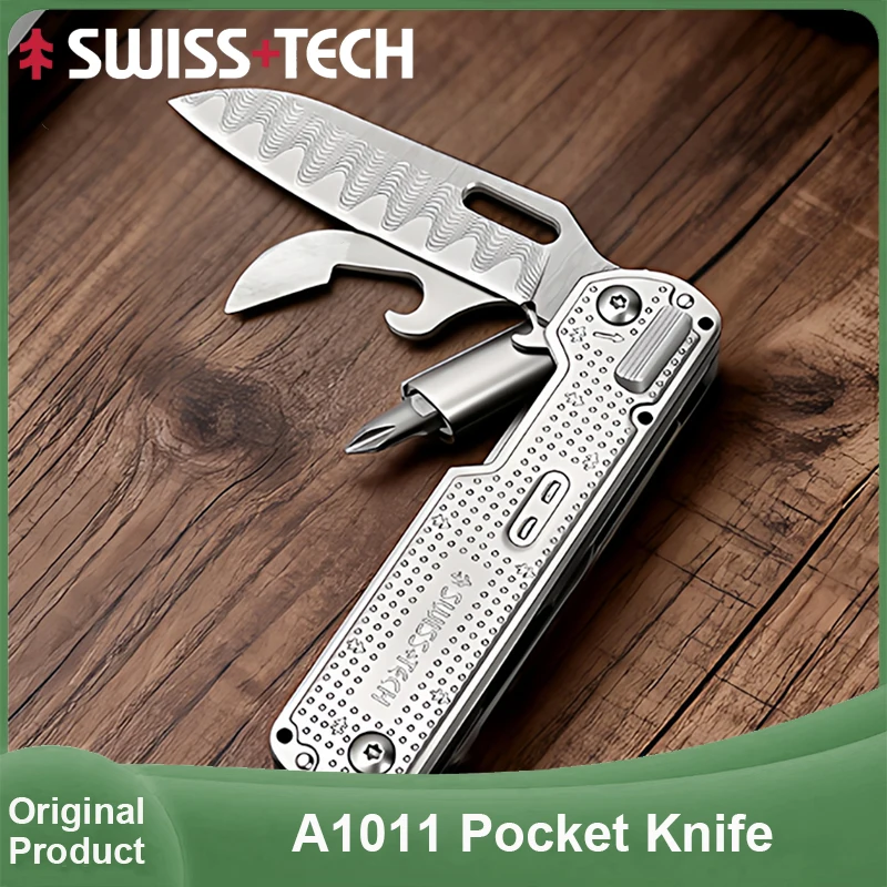 2026 Neues SWISS TECH Mini-Multitool-Messer mit Damastklinge EDC Multifunktionswerkzeug Tragbares Outdoor-Camping-Überlebenswerkzeug Image