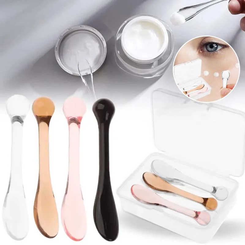 1/3 Stück Acryl-Kosmetikspatel, Löffel für Gesichtscreme und Masken, Augencreme-Massagestab, Make-up-Werkzeug, Absorbierroller, Gesichtsapplikator Image