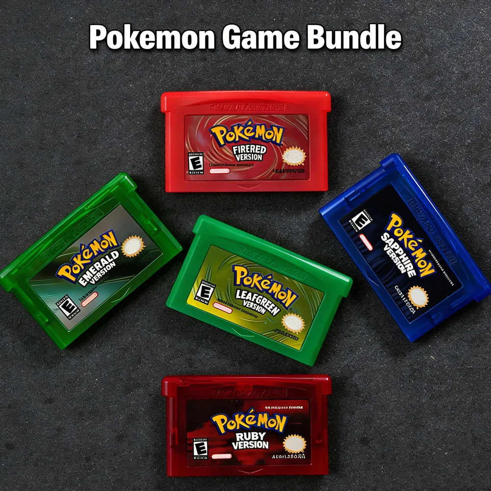 32 Bit Video Game Cartridge Pokemon Series Emerald FireRed Sapphire 5 Versions Game in Box for GBA No Manual