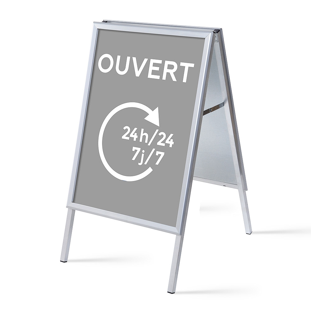 SHOWDOWN Displays Showdown Kundenstopper - DIN A1 - Komplett-Set - Ouvert 24/7 Französisch - Grau/Schwarz Image