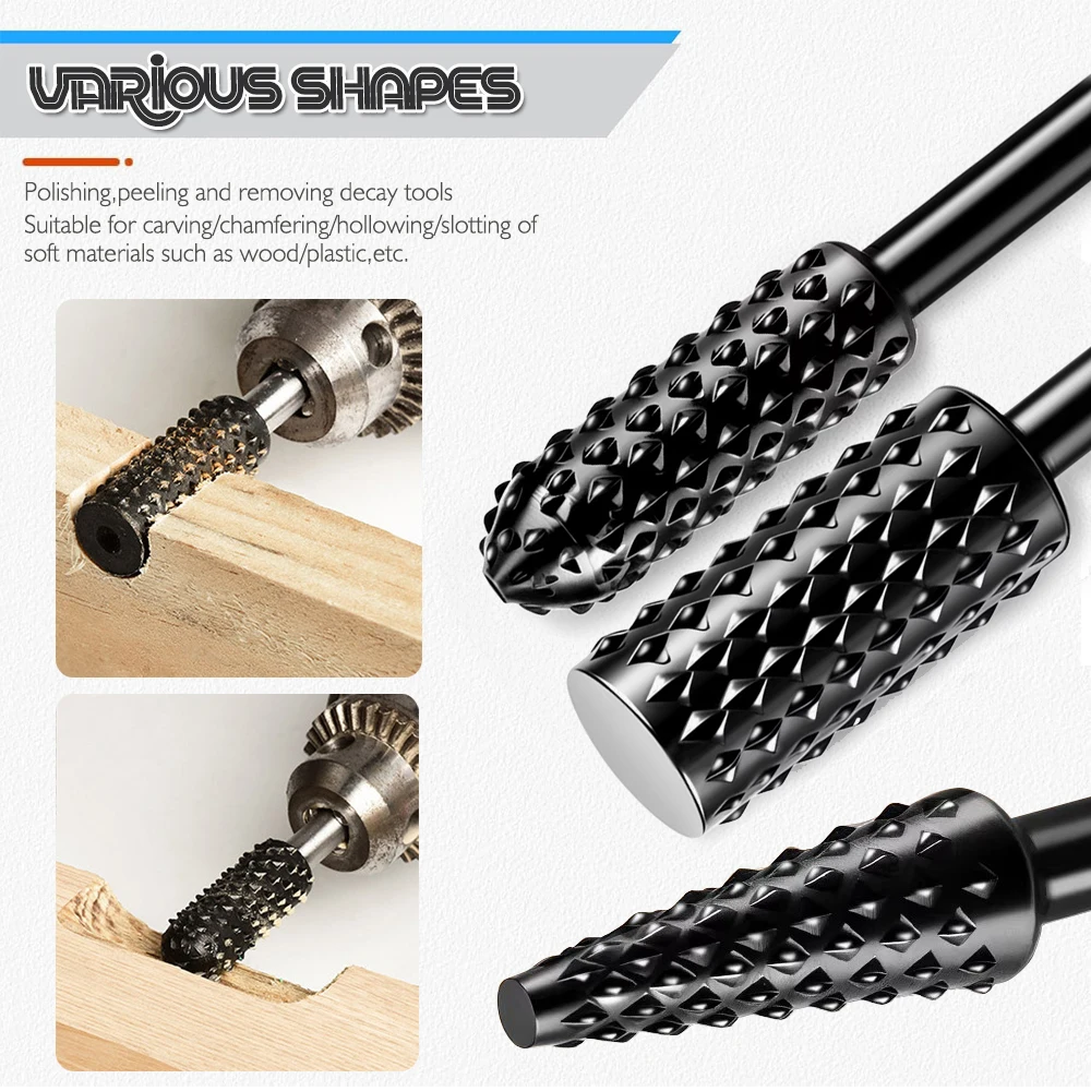 Lot de 5 forets et outils de coupe pour le travail du bois, outils de sculpture sur bois, outils de menuiserie, outils de découpe du bois, ensemble de forets WorkDrill