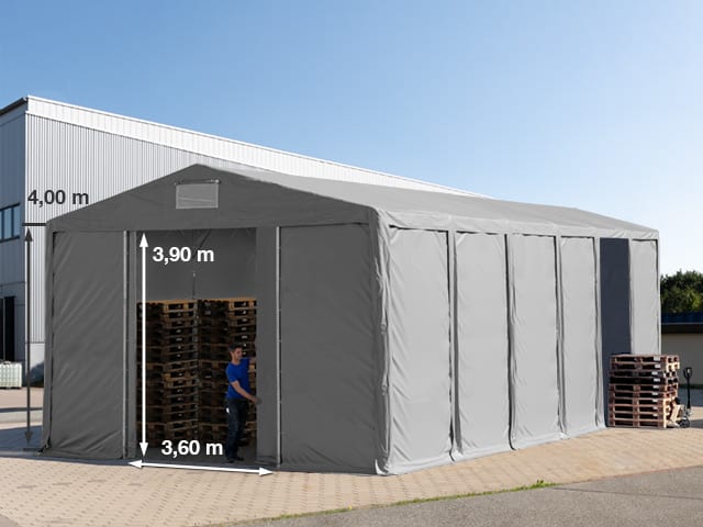 8x12 m Lagerzelt, PVC-Plane, grau, mit Bodenrahmen, mit Statik (Betonuntergrund) - (94070) Image