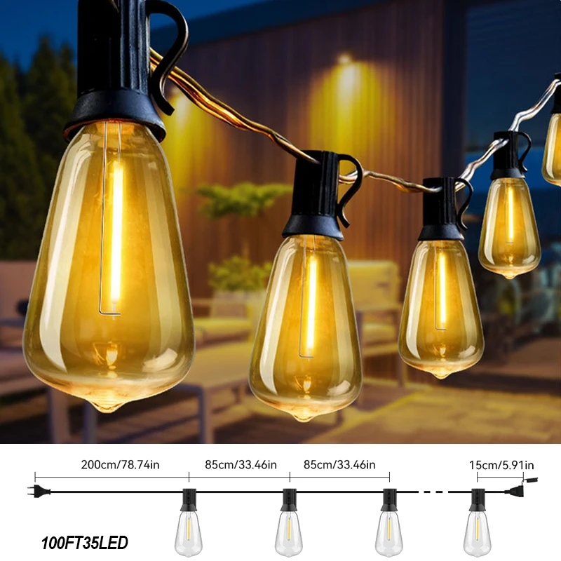 ST38 Weihnachten Lichterketten 20M 30M Outdoor Girlande Lichter String IP44 Wasserdichte Hochzeit Lichterkette Party Garten decor Lampe