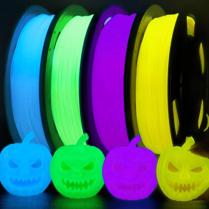 4er-Pack TPU 95A Leuchtend im Dunkeln 3D-Drucker Filament Sortierte Farben Blau Grün Gelb Lila 250g pro Rolle 1,75mm Durchmesser Image
