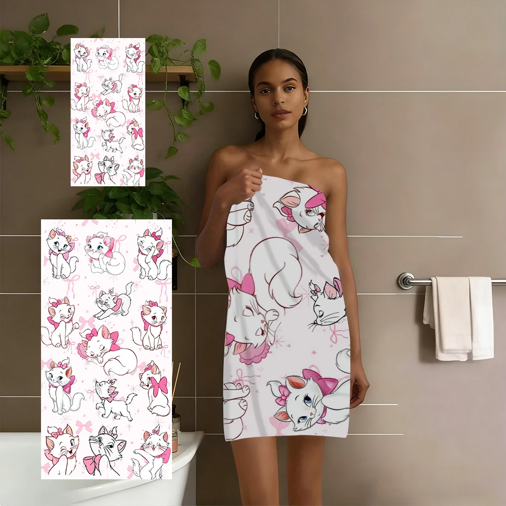 Marie Pink Bow Strandtuch, Aristocats Cartoon, weiches, saugfähiges Handtuch für Strand, Pool, Reisen Image