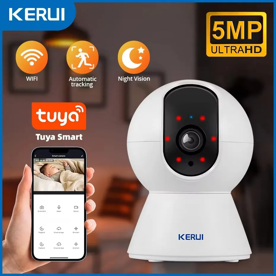Kerui 3mp tuya smart mini wifi ip kamera innen wireless home security ai human detect cctv überwachungs kamera auto tracking Image
