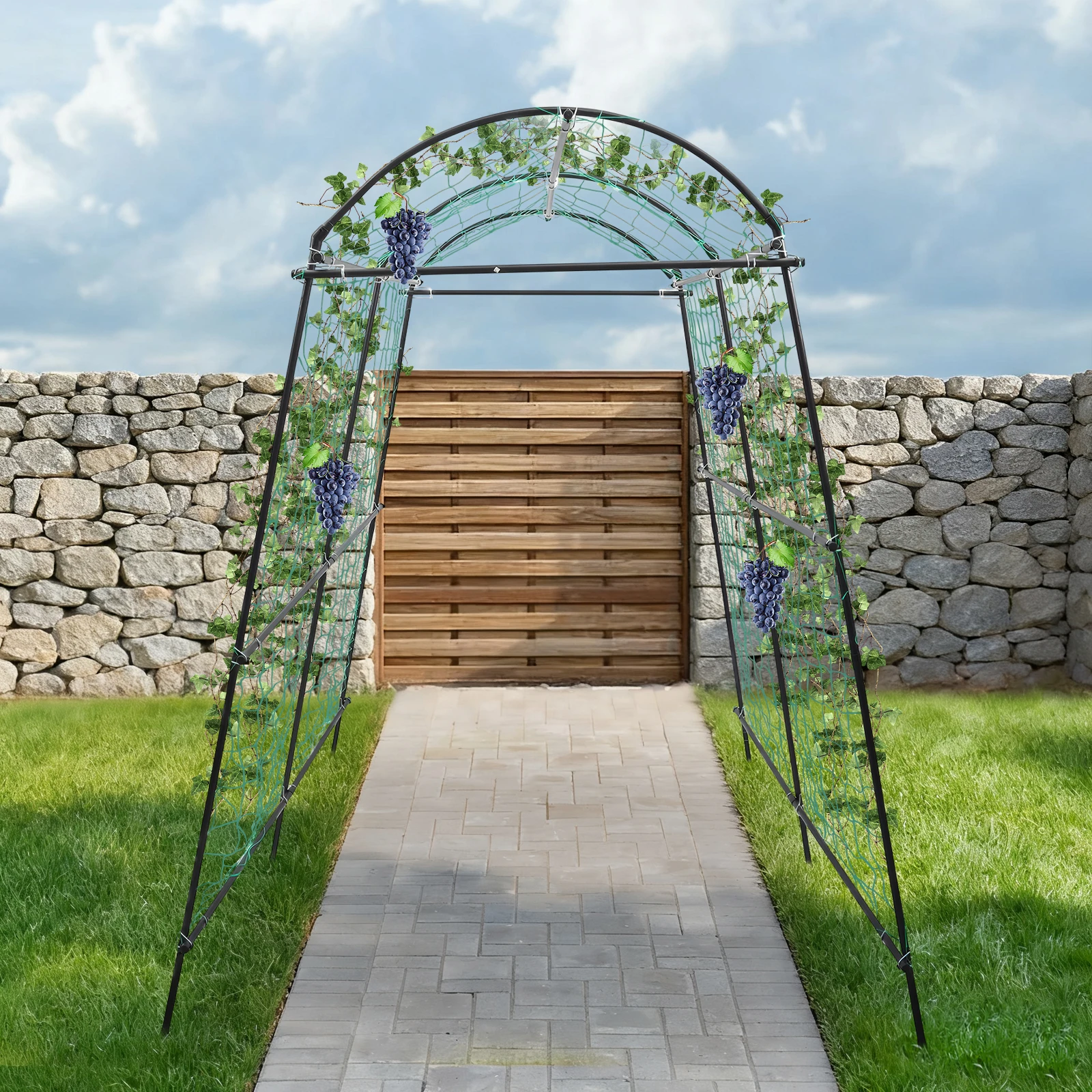 2.BYMAOCAR 3 m hoher Metall-Gartenbogen, faltbare Dekorationshalterung für Kletterpflanzen – für Gemüsepflanzen – erhöhter Gärtner Image