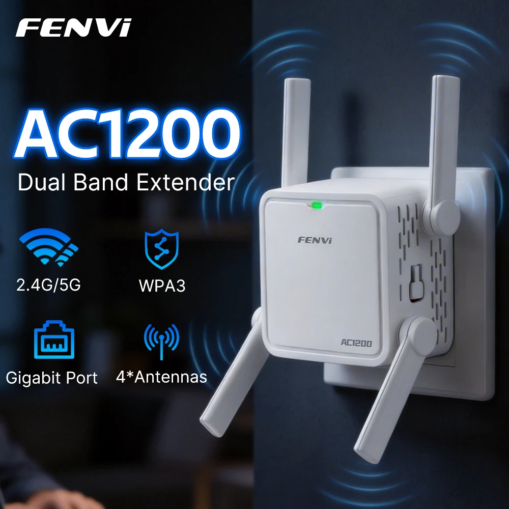 FENVI AC1200R 5GHz 1200Mbps WLAN-Repeater Dual-Band WLAN-Verstärker 2,4G&5GHz Wi-Fi Signalverstärker mit Großer Reichweite Image