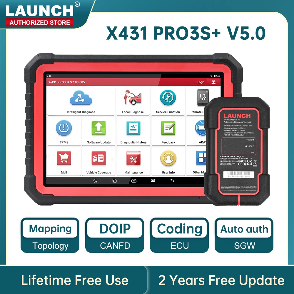LAUNCH X431 PRO3S+ V5.0 Kfz-Diagnosegerät mit Topologiekarte Bidirektionale Codierung DBScar VII VCI CAN FD DOIP Auto OBD OBD2 Scanner Image