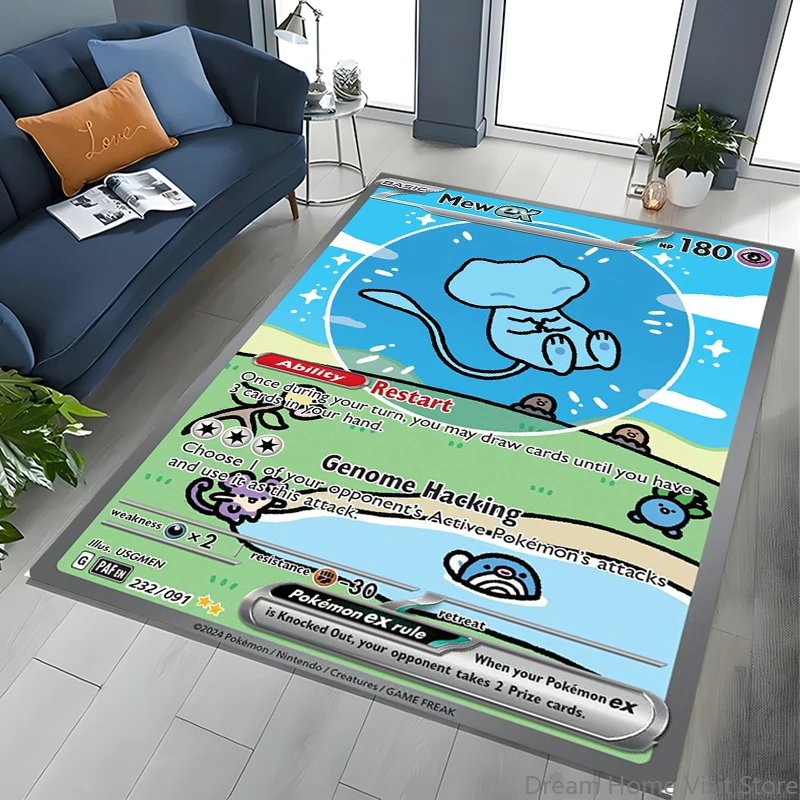 Japanischer Anime Pokemon Karten-Teppich für Wohnzimmer, Heimdekoration, Sofa, Tisch, Kinderteppich, rutschfeste Stuhl-Lounge-Bodenmatte, Potdemiel Image
