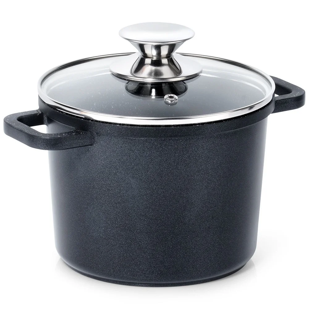 Granit topf mit Glas deckel hoch grande 2 l