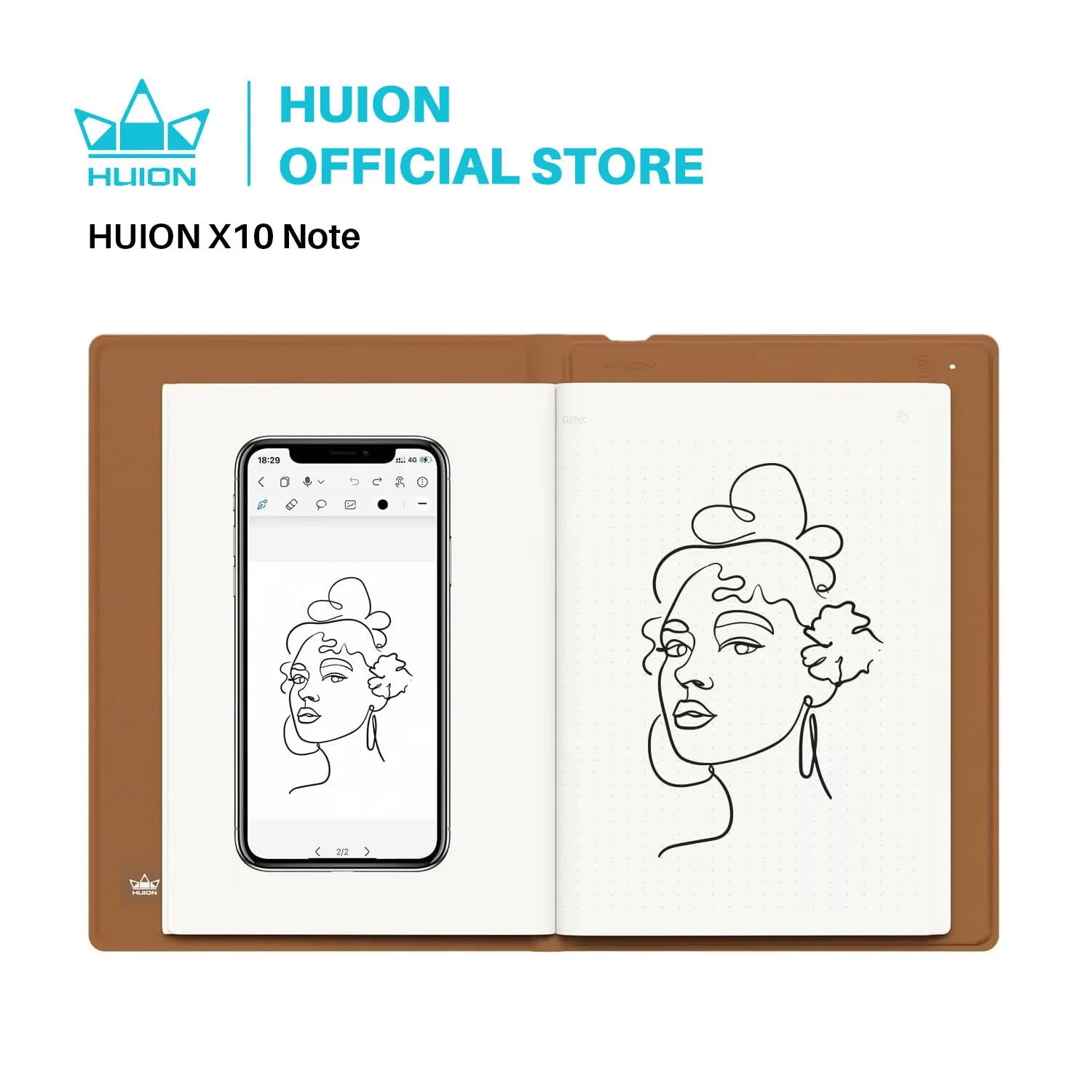 HUION Note 2-in-1 digitales Notebook-Zeichentablett mit batterielosem Stift, kabelloses Bluetooth-Papiertablett, elektronischer Schreibblock Image