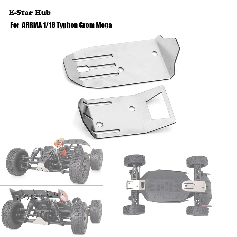 Edelstahl Metall Stoßstange Chassis Rüstung Schutz Unterfahrschutz für ARRMA 1/18 Typhon Grom Mega RC Auto Upgrade OP Zubehör Image