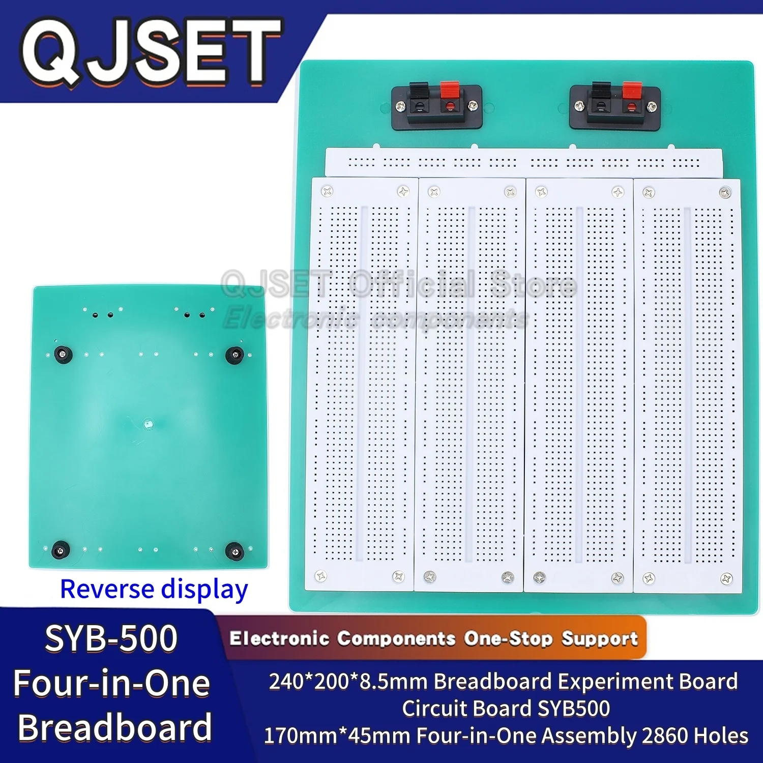 1 Stück SYB-500 4-in-1 Kombinations-Steckbrett 240*200*8,5mm/Lötfreies Experimentierboard/Leiterplatte/4-in-1 Universal-Board 170*45mm Image