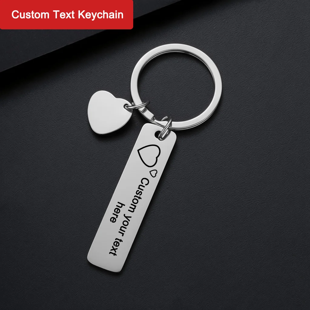 Personalisierter Schlüsselanhänger mit Text, Metall-Schlüsselring, Valentinstagsgeschenk, Lasergravur-Logo, Individueller Schlüsselanhänger mit Augenfoto Image