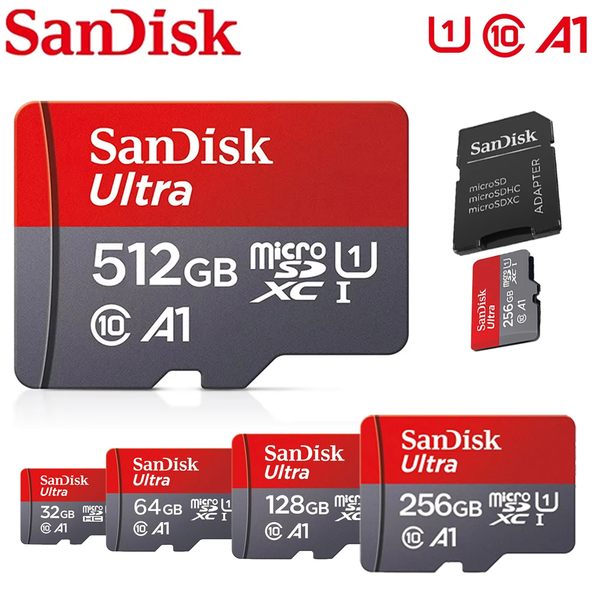 SanDisk Extreme 512GB Karte Micro SD TF UHS-l Hochgeschwindigkeits-Speicherkarte 32G A1 64G 128G 400G 512G 1T U3 A2 V30 Für Handy Tablet Image