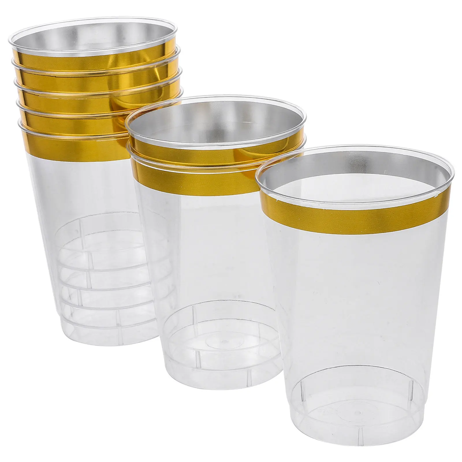 8-teiliges Bruchsicheres Plastik-Cocktailgläser-Set mit Goldrand für Partys und Outdoor-Events, Wiederverwendbare Trinkgläser, Plastik-Weingläser-Set Image