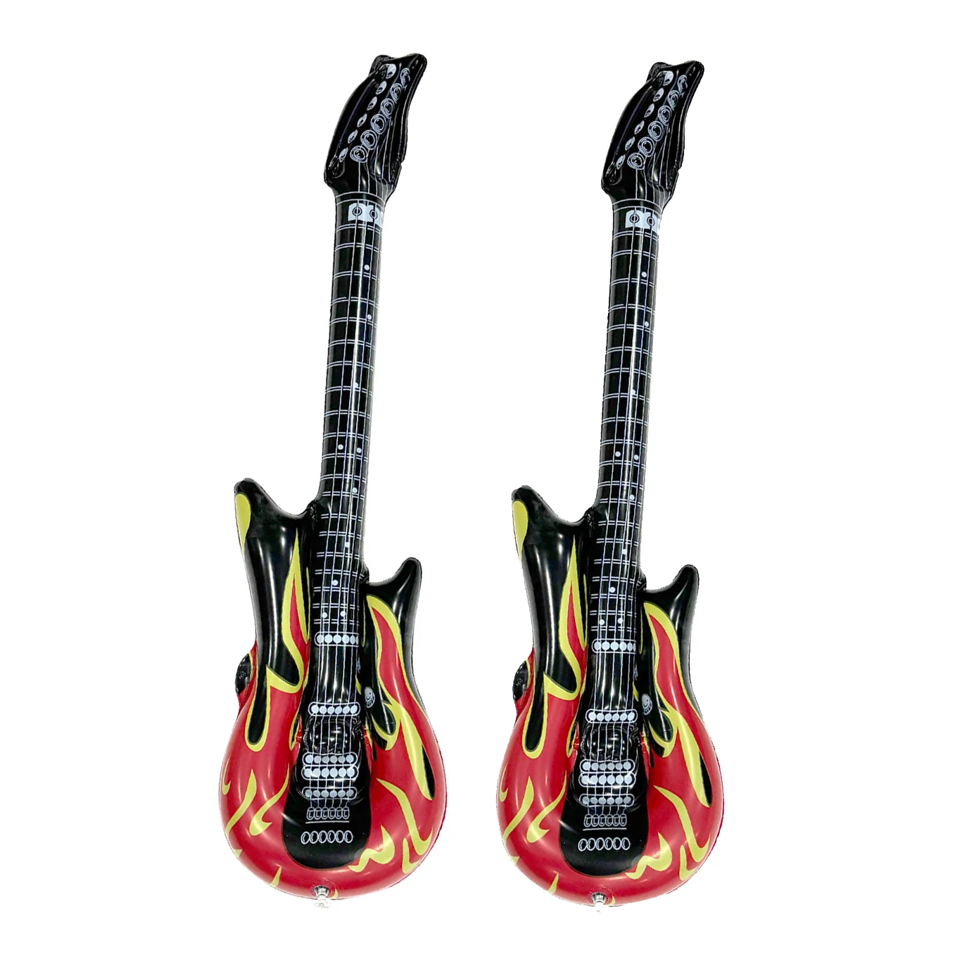 2 Stück Große Flammen-Gitarre 36 Zoll Schwarz-Rot Aufblasbare Gitarren Wiederverwendbare Rock-Gitarre Aufblasbare Ballons Musik-Party-Dekoration Image