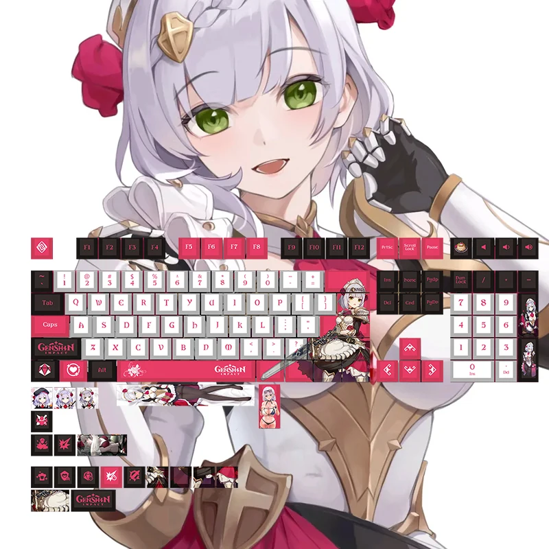 Genshin Auswirkungen Noelle Tastenkappen 128 Schlüssel Kirsche Höhe Tastatur Cosplay Zubehör Caps Schönheit Cartoon Anime Keycap Image