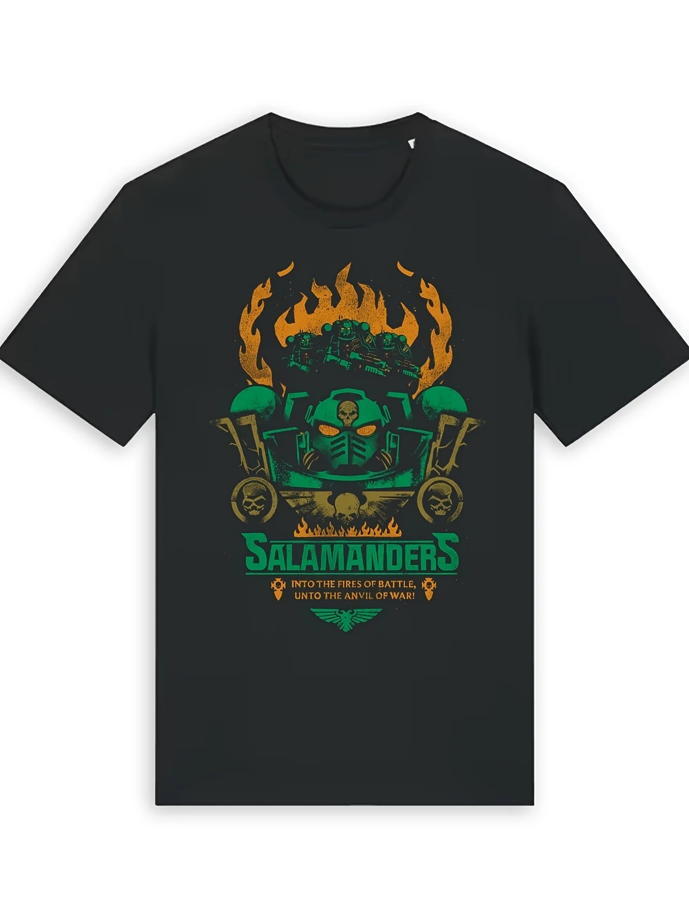 Herren 40K Lizard War T-Shirt, einfarbig schwarz, lässiges T-Shirt aus reiner Baumwolle, ganzjährig tragbares Streetwear-Shirt, grafisches Vintage-T-Shirt Image